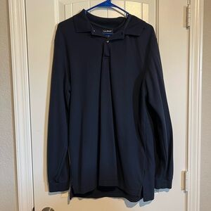 L.L. Bean Traditional Fit Tall Navy Long Sleeve Polo Shirt